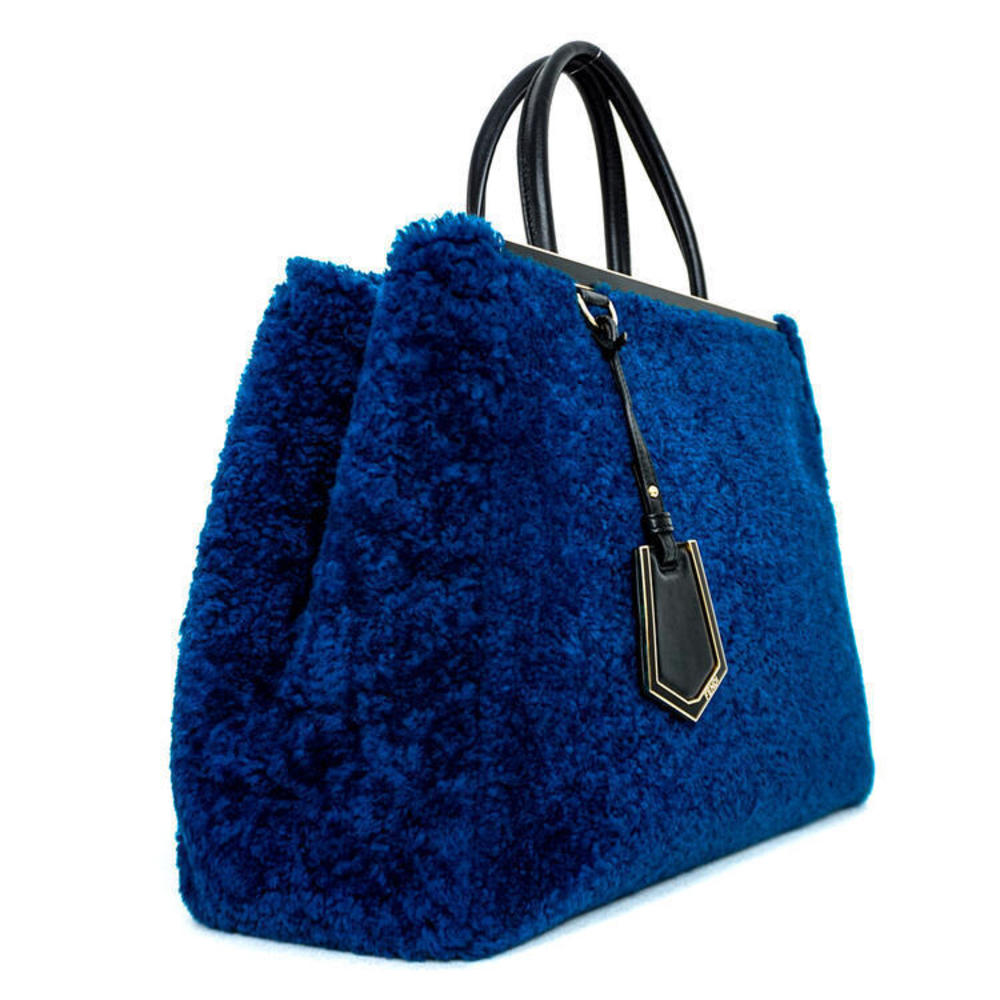 Fendi 2Jours Blue Shearling Handbag Toujours